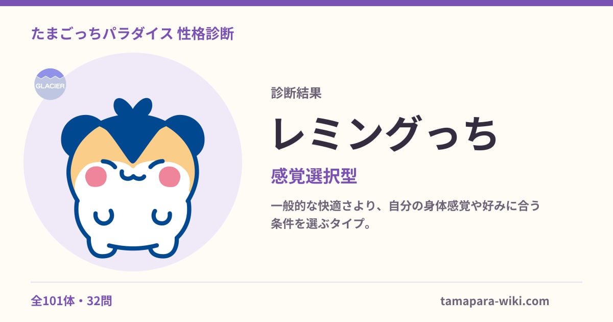 診断結果：レミングっち／感覚選択型